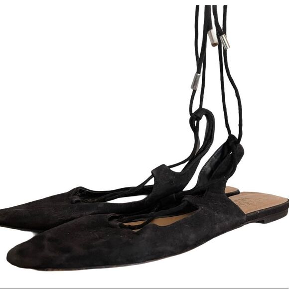 Franco Sarto Lace Up Flats Black - Picture 1 of 8